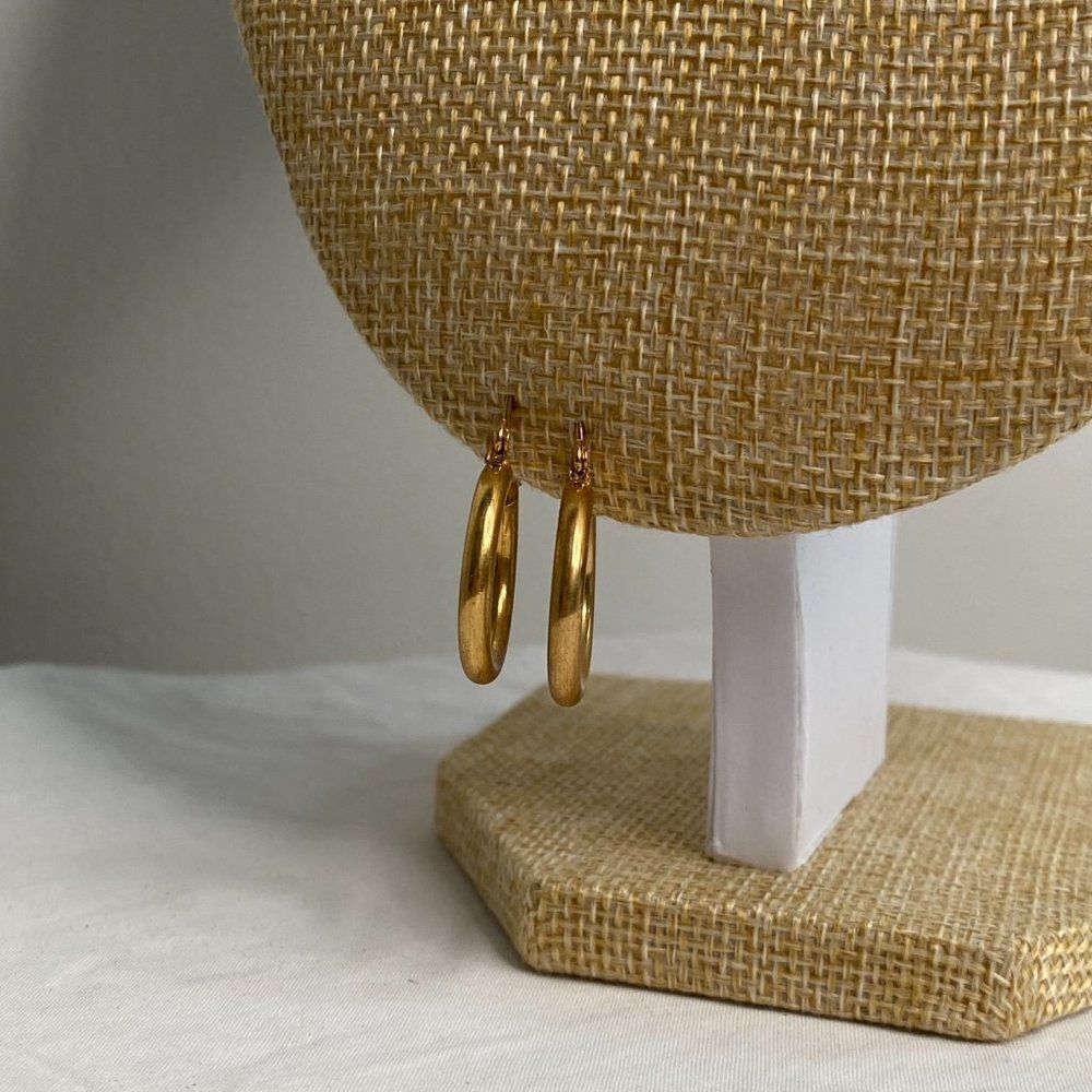 Medium Plain Gold Hoops - Picture 2 of 4
